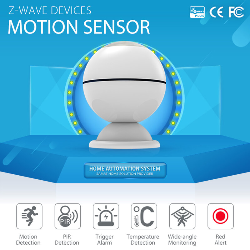 Blanco Alarma del sensor de movimiento NAS-PD01Z Z-Wave Plus PIR Detector inteligente Domótica 
