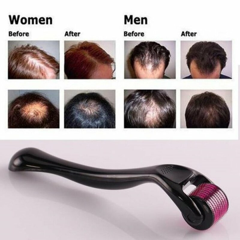 Crescimento da barba de titânio e crescimento do cabelo microneedling para tratamento anti perda de cabelo, desbaste o rolo da pele do cabelo