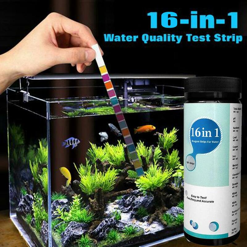 100 pces 16 em 1 piscina tira de teste ph qualidade da água potável tester residual cloro medidor valor spa teste papel natação accessorie