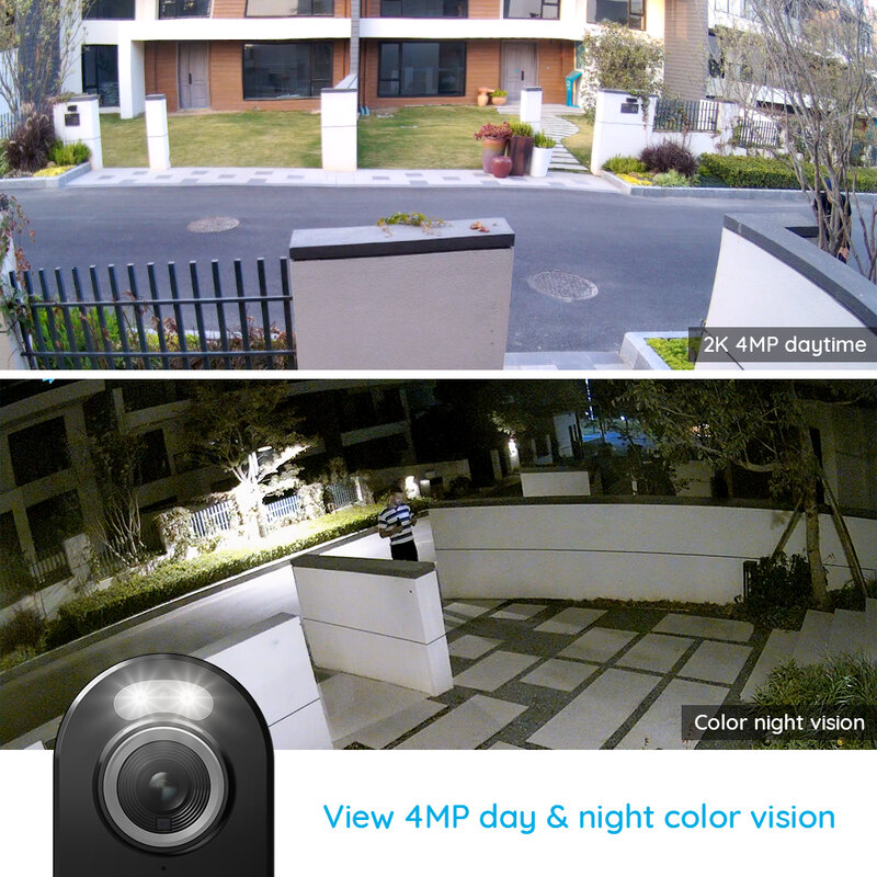 Reolink 4MP WiFi 태양열 카메라 Argus 3 인간과 자동차 탐지 스포트라이트 컬러 야간 야외 PIR 2 방식 오디오 보안 카메라 IP