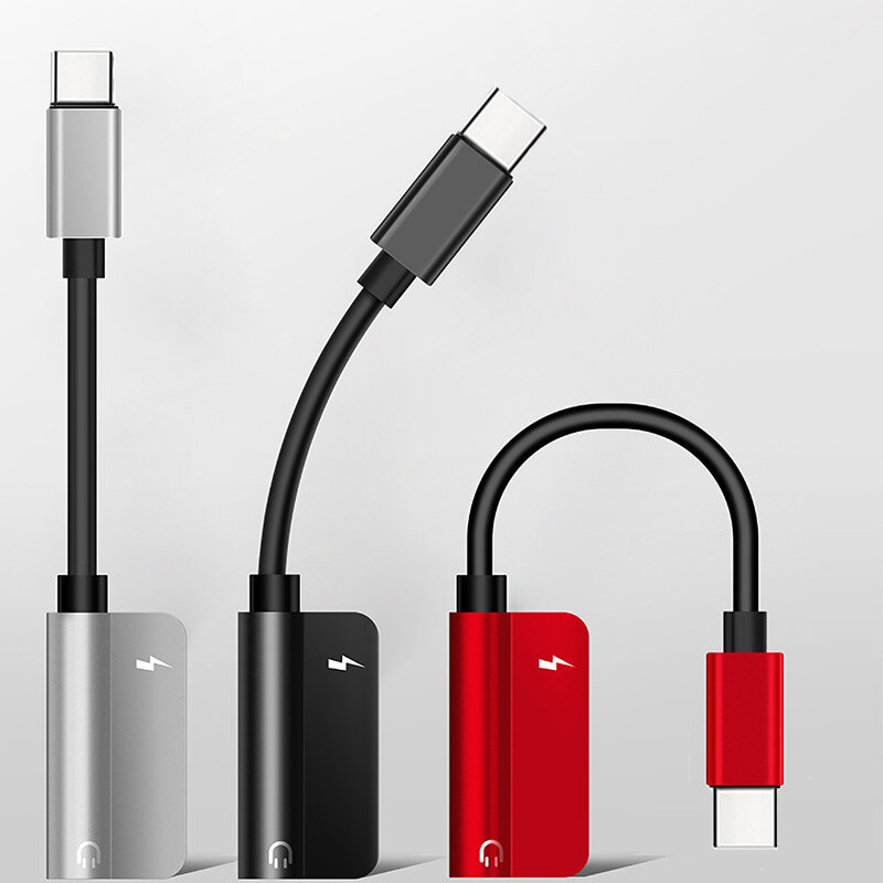 Tipe C untuk 3.5 Mm Earphone Jack Adaptor Pengisian Audio Kabel Converter USB Tipe C Splitter Headphone untuk Huawei P30 p20pro Xiaomi