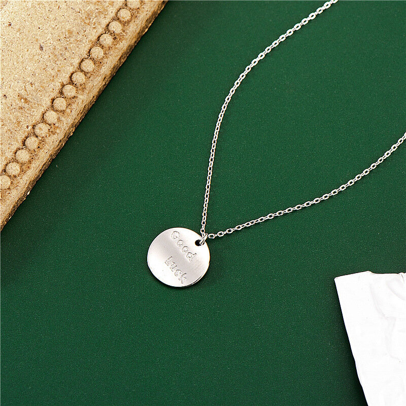 Sodrov 925 prata esterlina colar pingente para as mulheres goodluck onda placa rotulação colar de alta qualidade prata 925 jóias