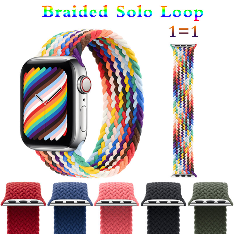 Gevlochten Solo Loop Strap Voor Apple Horloge Band 44Mm 40Mm 38Mm 42Mm Officiële 1:1 Nylon Stof horlogebanden Voor Iwatch 6 Se 5 4 3 2 1