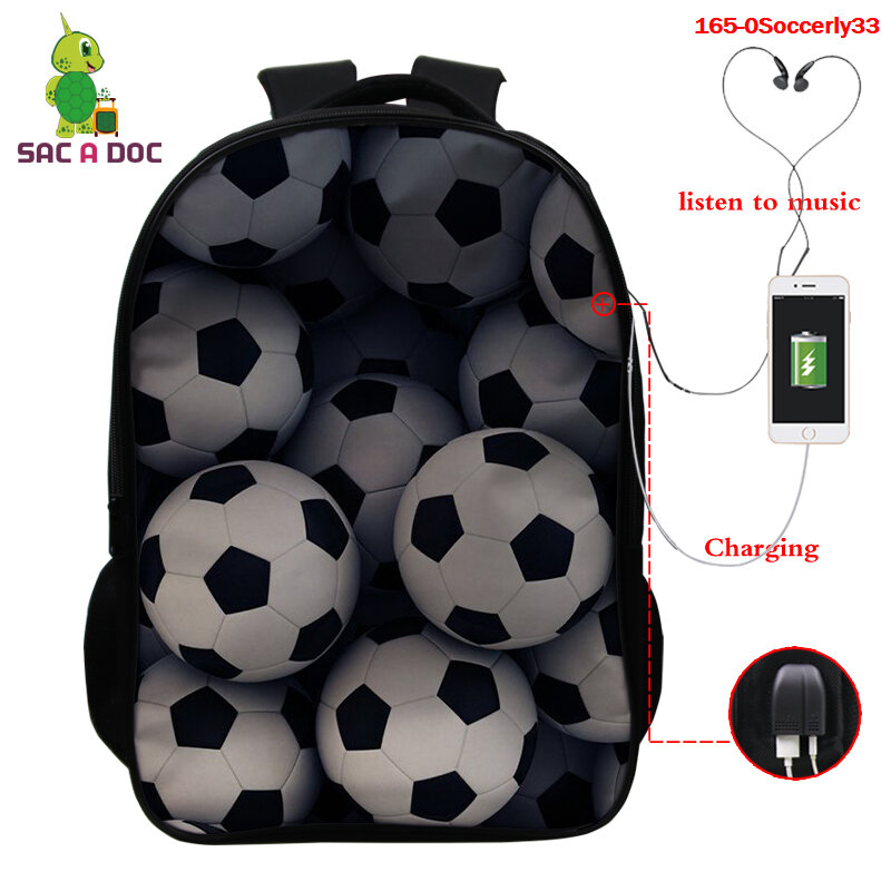 Школьный ранец с USB-зарядкой, вместительный водонепроницаемый рюкзак для подростков с 3D-принтом, сумка для книг в стиле унисекс, 16 дюймов