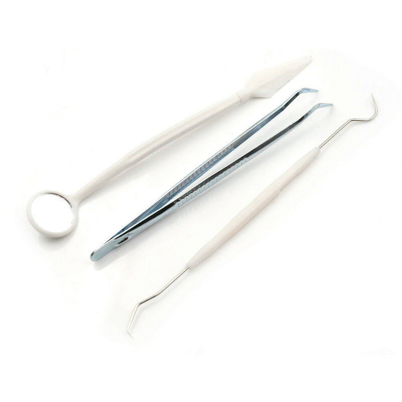 Juego de Herramientas dentales de acero inoxidable con espejo bucal, Kit de instrumentos para el cuidado bucal, 3 unids/set