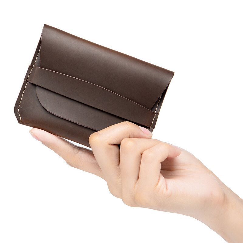 Mini porta carte di credito portafoglio donna portafoglio morbido Super sottile portamonete in pelle crosta porta patente di guida portafoglio uomo sottile piccolo