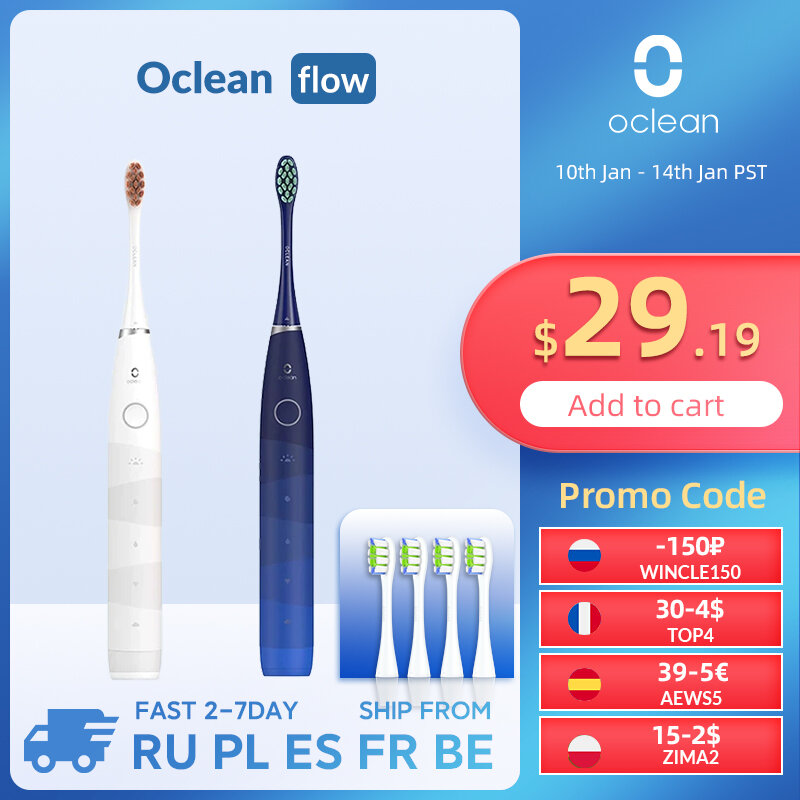 Oclean Flow Sonic Electric Toothbrush Smart Electric Toothbrush IPX7 Quiet Mark Fast Charging Upgrade for XPro Toothbrush
