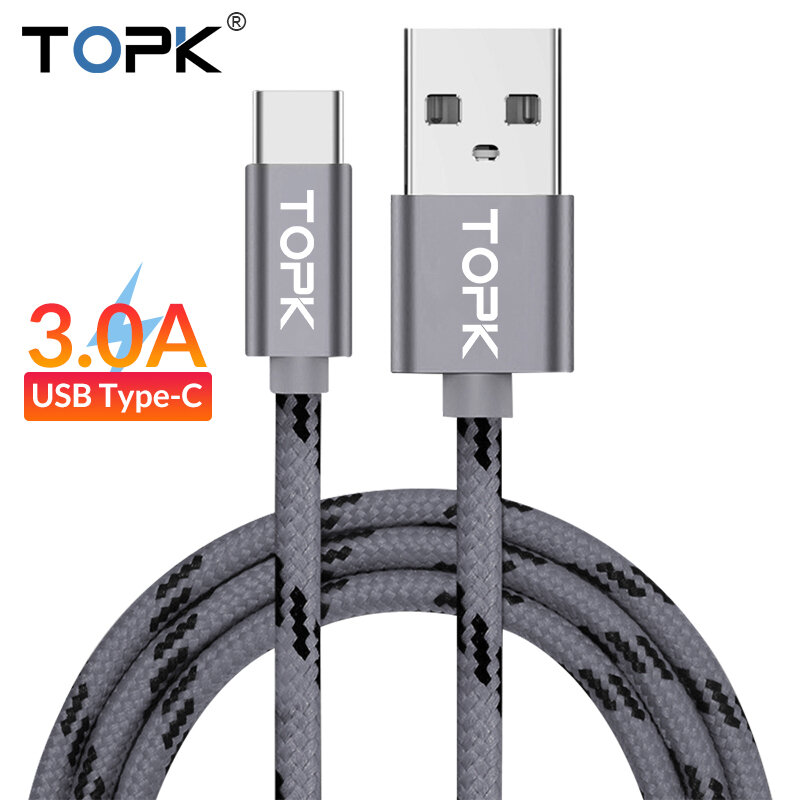 TOPK – câble USB type-c Original de 1M et 2m, pour transmission de données et Charge, pour Xiaomi 4C / OnePlus 2 / Nokia N1 / MacBookd