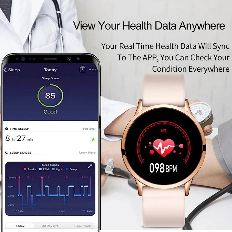 LIGE Smart Watch Women Sport Smart IP67 Waterproof Fitness Tracker Blood Pressure Heart Rate Monitor Pedometer Active Bracelet