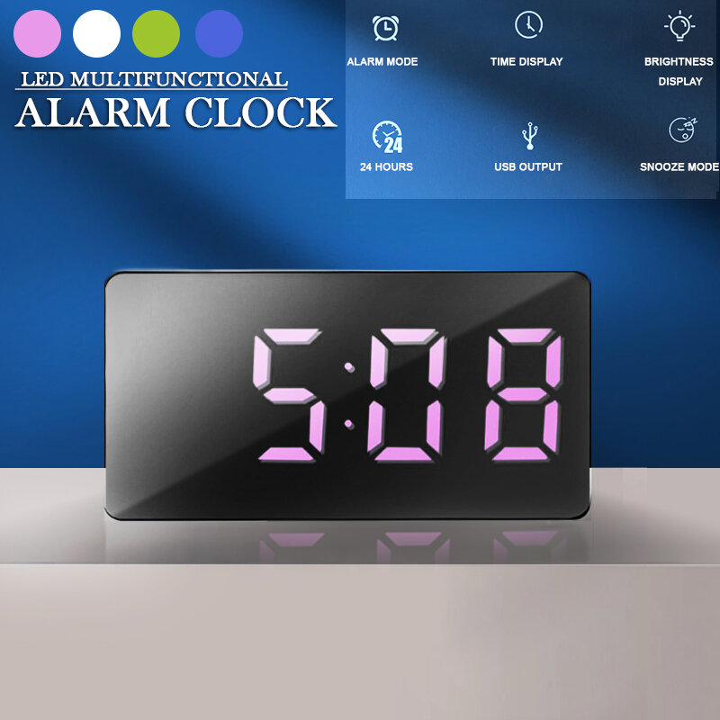 7*4ซม.มินิโต๊ะนาฬิกาปลุกดิจิตอลLEDจอแสดงผลขนาดใหญ่ห้องนอนSnooze Timerบ้านอิเล็กทรอนิกส์นาฬิกาUSBแสงค...