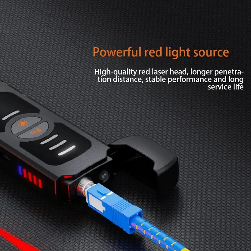 Fiber Optic Tester Pen Type Red Light Visual Fault Locator Rechargeable Optical Cable Test Optical Power Meter 5Mw