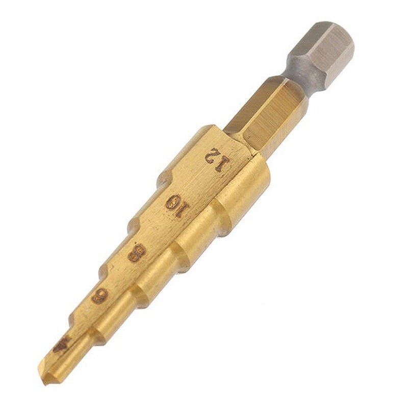 JUSTINLAU 3Pcs HSS Titanium coated Step Drill Bits 4-12/4-20/4-32mm with 4mm Automatic Center Pin Punch