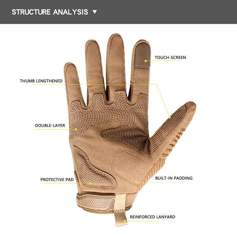 Тактические перчатки CS из искусственной кожи для сенсорных экранов, защитное снаряжение на весь палец для мотоцикла, походов, велоспорта, с...