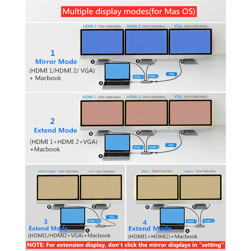MacbookPro用USBcハブ,デュアルhdmi互換レブdpp,sdカード,3.5mm,12-in-1アダプター,USB c