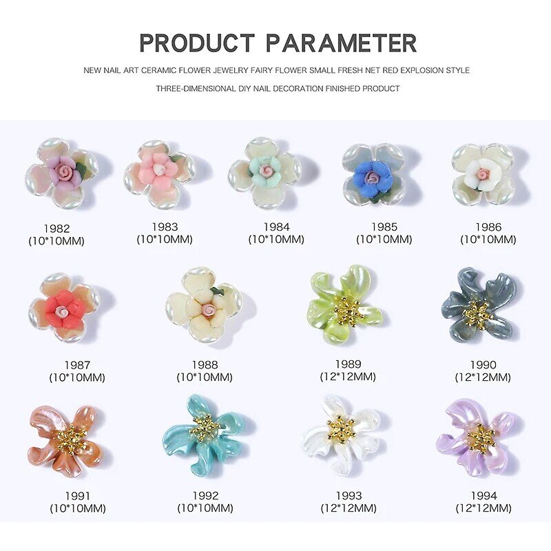 1 sztuk 3D łagodne luksusowe kolorowe ceramiczne perły kwiaty Nail Art Rhinestone klejnoty dekoracje Manicure DIY porady
