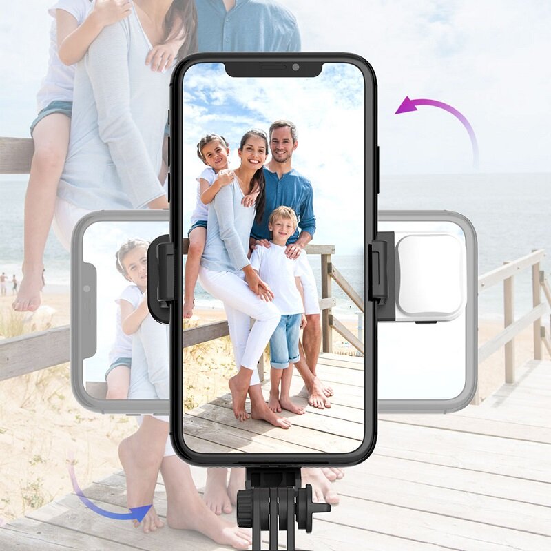 Tongkat Selfie Nirkabel Bluetooth Mini Tripod Dapat Dilipat & Monopod dengan Lampu Fill untuk Smartphone Selfie 2021 Panas