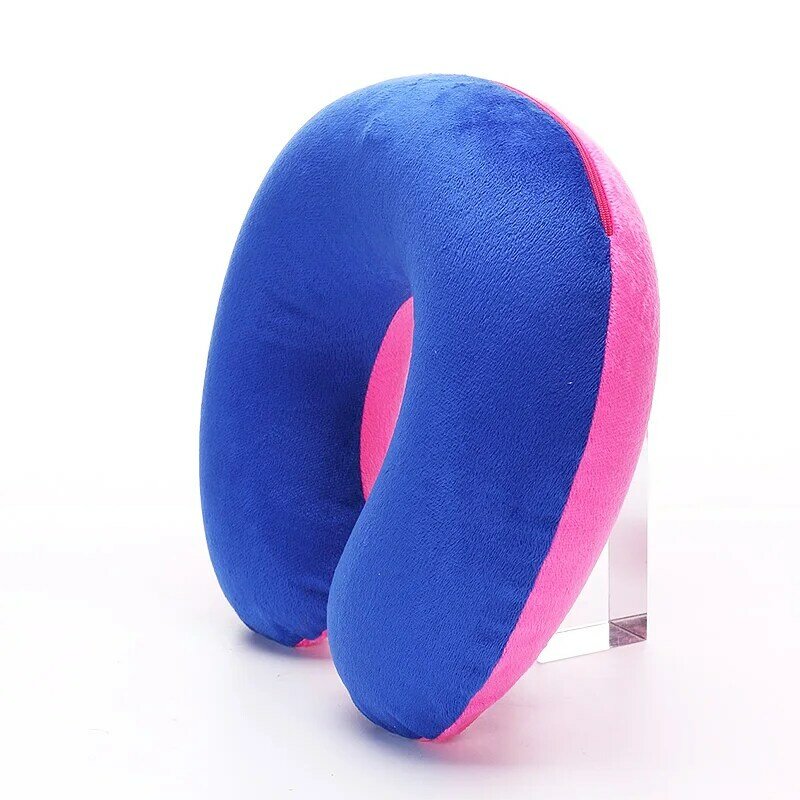 Travesseiro inflável em forma de u para encosto de cabeça, almofada de ar macio para voo de carro, almofada de apoio para pescoço