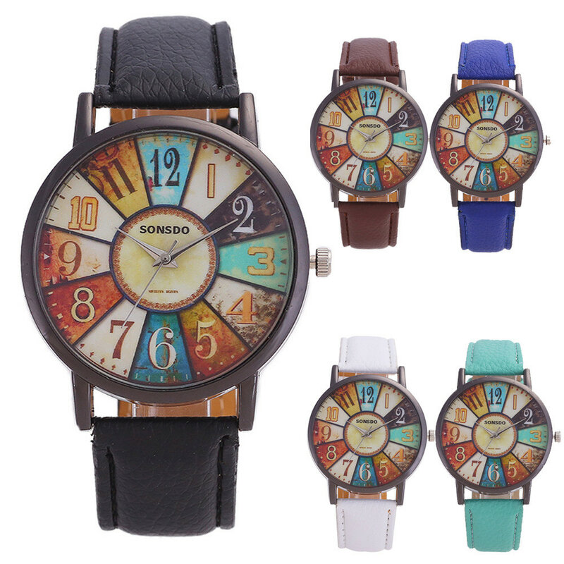 Women's Wrist Watch 2020 Womens Unisex Luxury Brand Retro Casual Faux Leather Analog Quartz Watch Clock Wristwatches Reloj Mujer