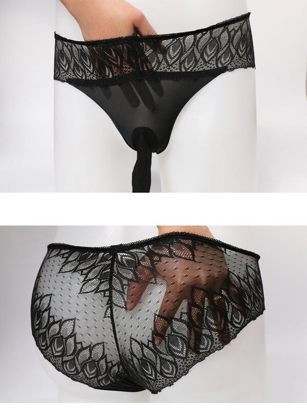 Bragas transparentes eróticas para hombres, ropa interior de encaje, Gay, Adulto, Wetlook, transpirable
