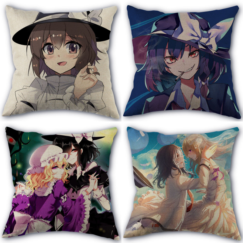 45X45cm Pillow Cover Renko Usami Anime Square Zipper Cotton Linen Pillow Cases Bedroom Home Decorative Pillowcase 0318