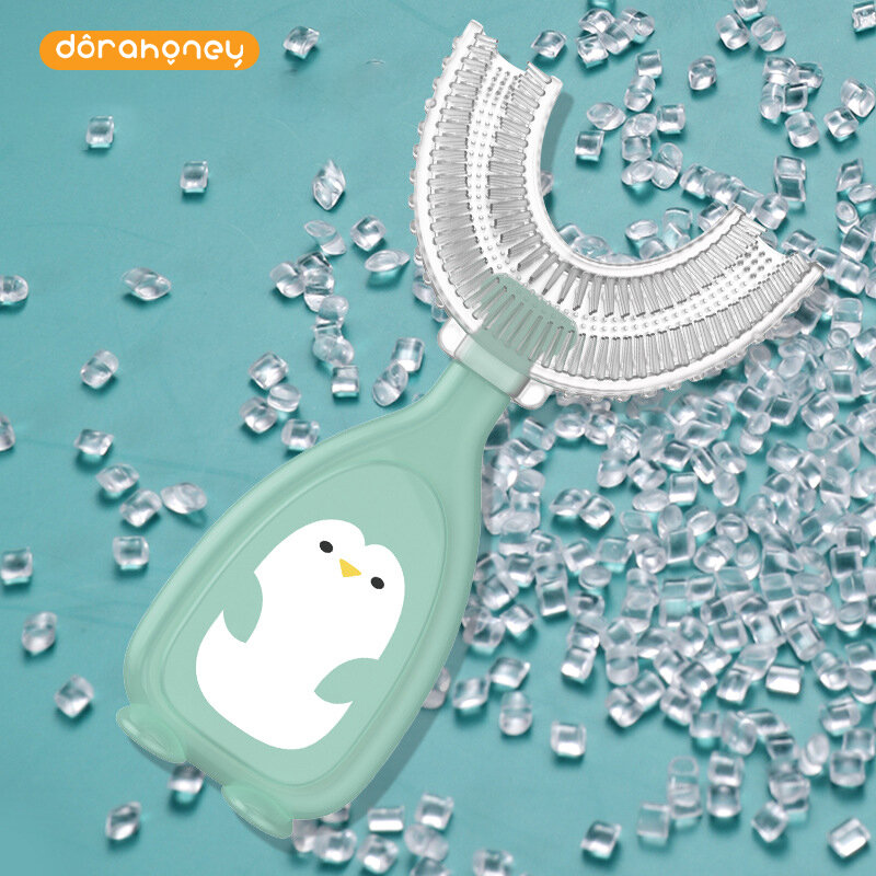 Cepillo de dientes en forma de U para bebé, mordedores de silicona suave para bebé, 360 grados, cuidado bucal