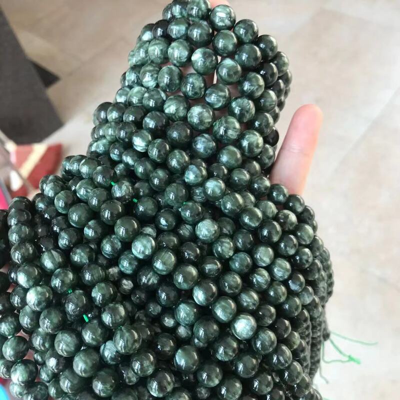 Piedra preciosa de seraphinita de Rusia Natural, cuentas finas redondas verdes de 6, 8, 10 y 12mm, accesorios para collar, pulsera, pendientes, fabricación de joyas DIY