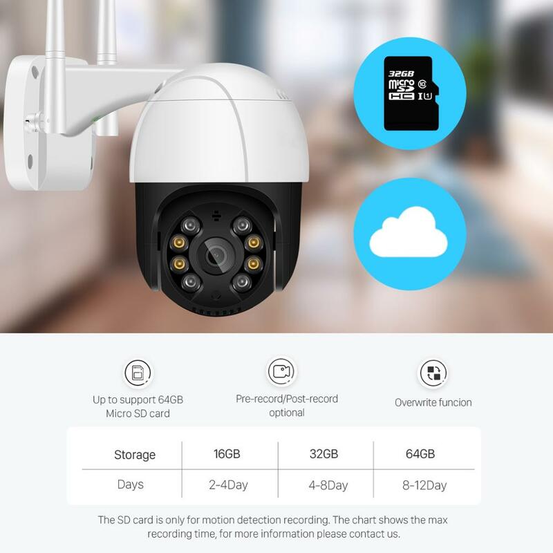 5MP Wifi Camera Outdoor Ai Human Detect Auto Tracking Audio WiFi PTZ Camera 1080P Color Night Vision Cloud CCTV IP Camera