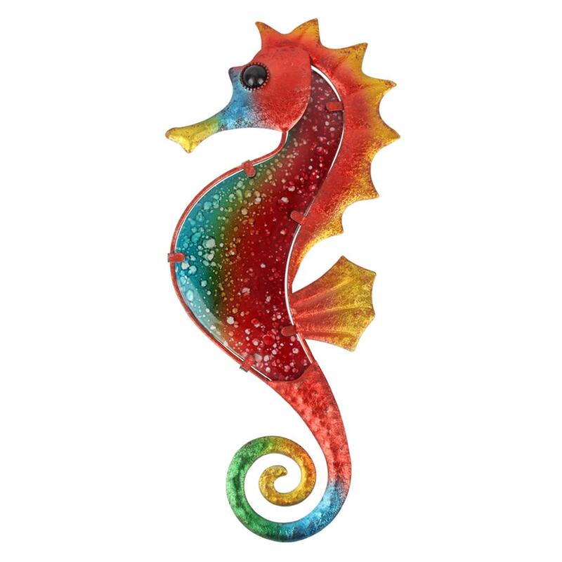 Home Decor Metal Red Seahorse for Garden Sculpture Decoration Outdoor Miniature Statues and Ornaments Animales Jardin