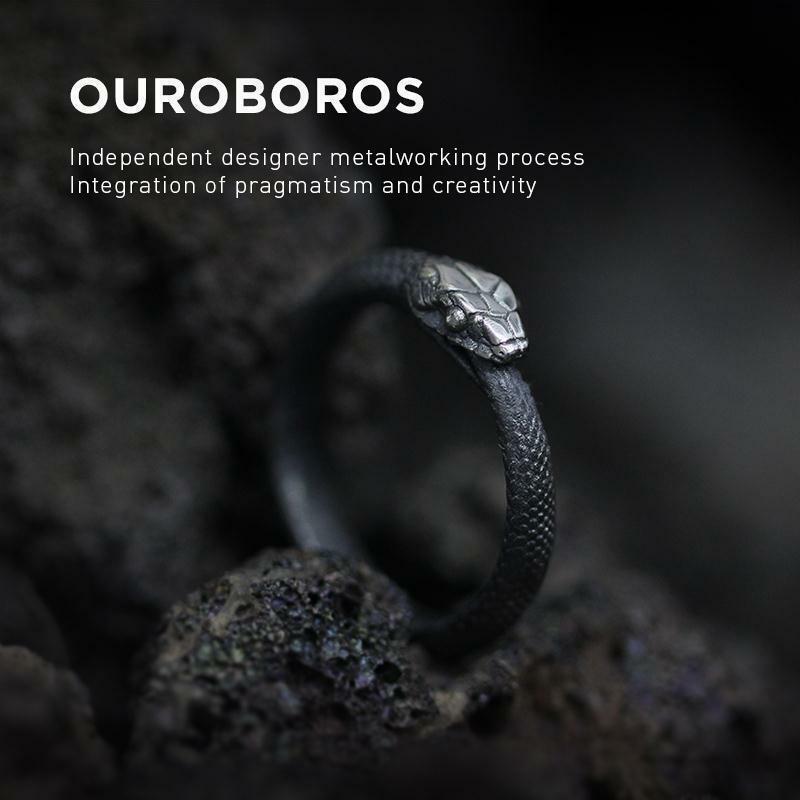 Gran oferta Sentido de diseño nuevo anillo Ouroboros anillo hipoalergénico para los hombres y las mujeres de moda par regalo, joyería gótica de la