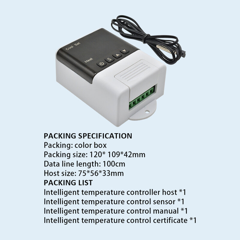 Цифровой термостат DTC1200, переменный ток 110 В, 220 В, регулятор температуры, Датчик нагрева, охлаждение для стандартной замены