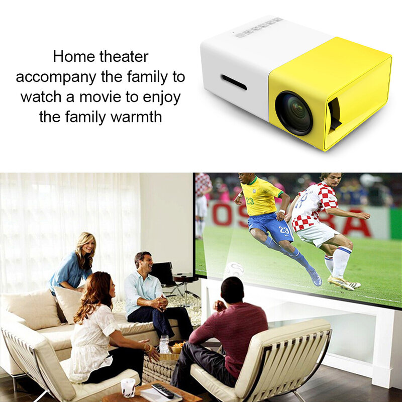 Miniproyector LED compatible con HDMI, reproductor de vídeo multimedia para el hogar, 480x320 píxeles, 1080P