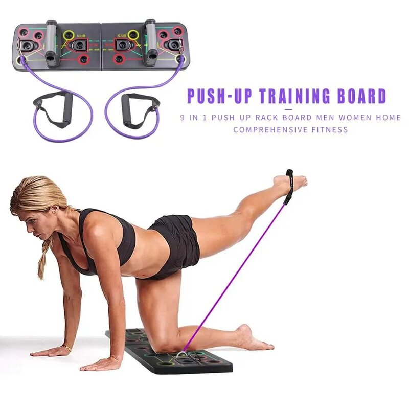 Push Up Rack Board 9 en 1 Body Building Fitness ejercicio herramientas hombres mujeres Push-Up soportes para gimnasio entrenamiento corporal envío de la gota