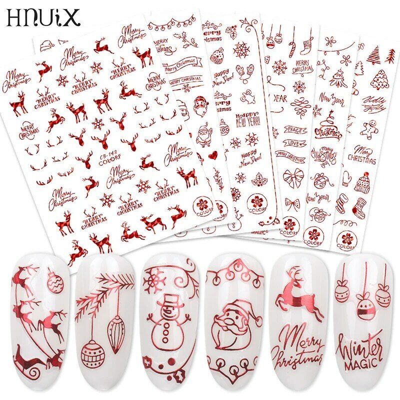 1 pieces stickers for christmas nails decals snowflakes envelopes christmas snowman decorations for winter nails manicure tools