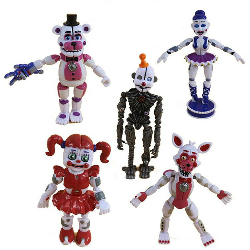 Hot Sell 5 Pcs/Set Cute Anime Five Night At Freddy Toys Action Figure Fnaf Girls Bonnie Bear Foxy Pvc Model Children Gifts