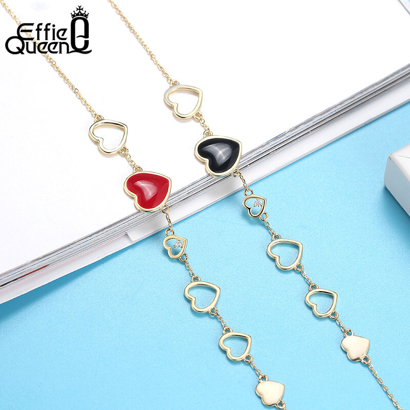 Effie Queen Gold Color Heart Enemal Series 925 Silver Jewelry Set Drop Earring +Bracelet Lover Fine Jewelry Gift Wholesale SS80