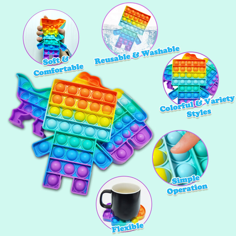 3Pack Rainbow Push Popp Bubble giocattoli di agitazione sensoriale Set strumento di irritabilità per autismo per alleviare ansia da Stress bambini e adulti