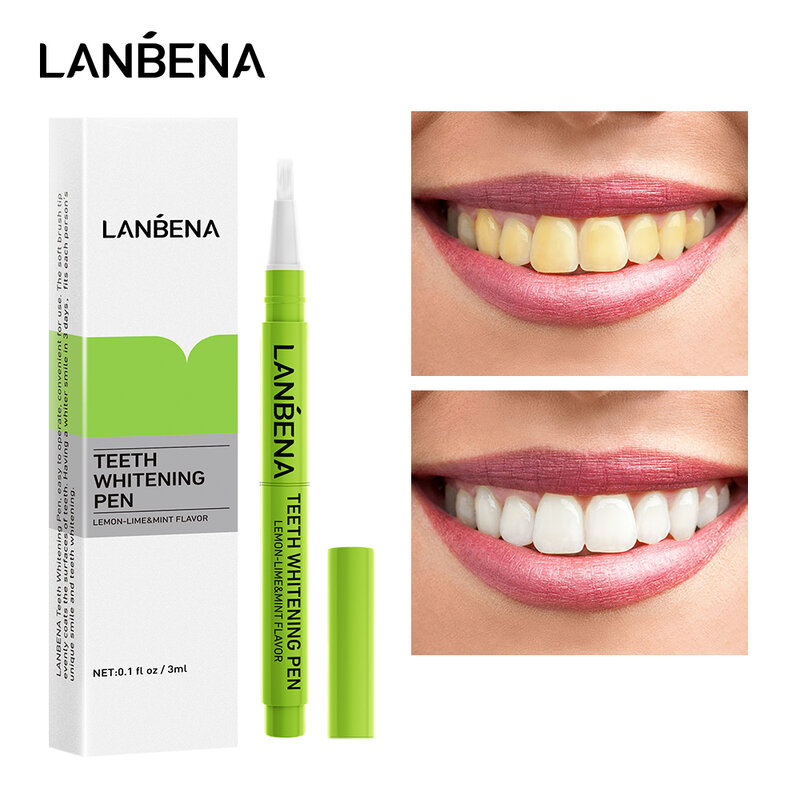 LANBENA – stylo de blanchiment des dents, Gel à l'essence de citron vert, hygiène buccale, élimine les taches de Plaque dentaire, outils de sécurité dentaire