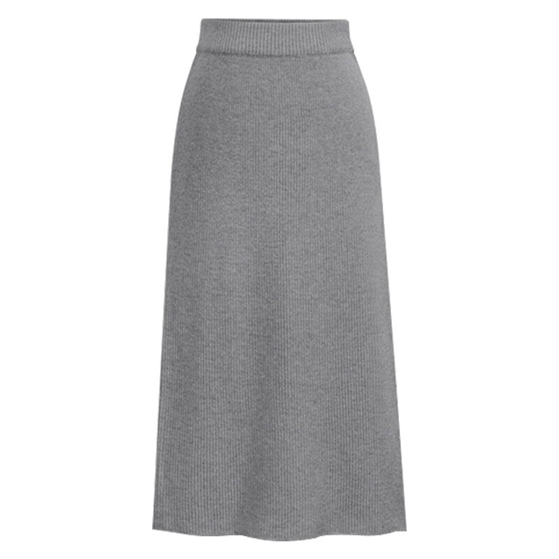 Женская шерстяная юбка с эластичной талией, юбка размера плюс 6XL, облегающая длинная свободная юбка с бантом, трикотажные юбки