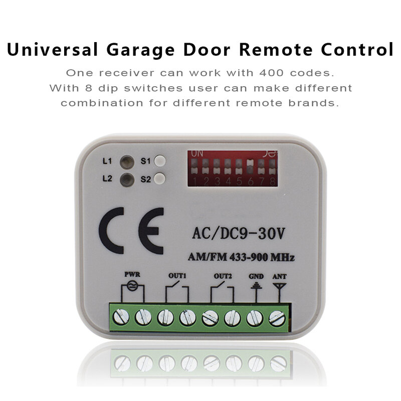 Receptor de control remoto Universal para puerta de garaje, interruptor de control remoto, 300-900MHz, receptor de código rodante, 10 piezas