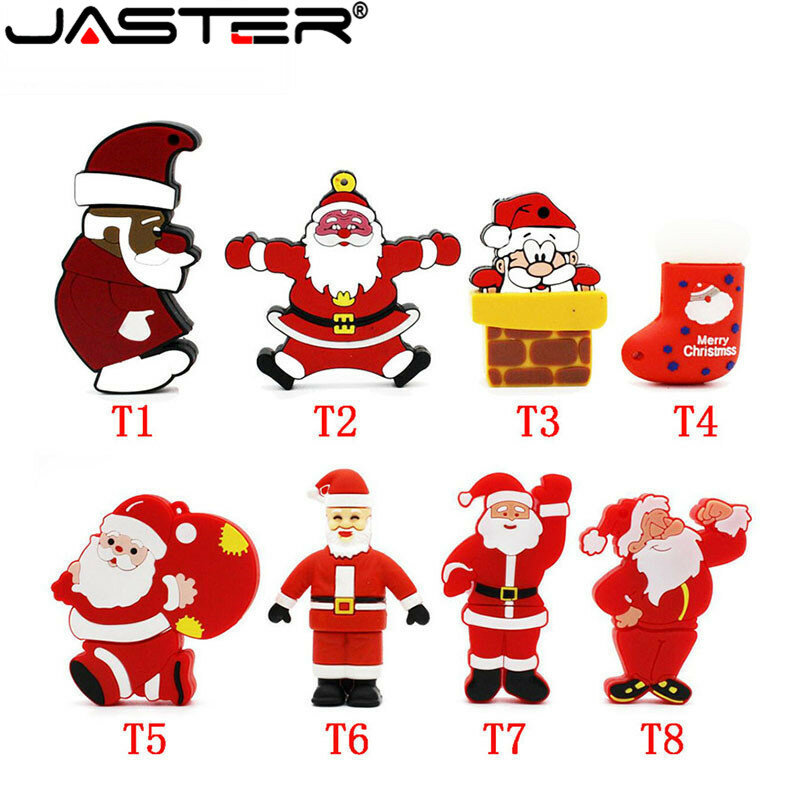 Jaster 2.0 Usb Flash Pen Drive Cartoon Sneeuwpop Kerstboom Geschenken 8Gb 16Gb 32Gb U Disk 64gb Flash Drive Kerstman Pendrive