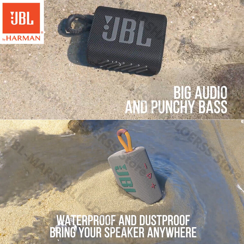 JBL GO 3 Speaker Bluetooth Nirkabel Portabel GO3 IP67 Tahan Air Olahraga Luar Ruangan Baterai Isi Ulang dengan Mikrofon Bluetooth Speaker