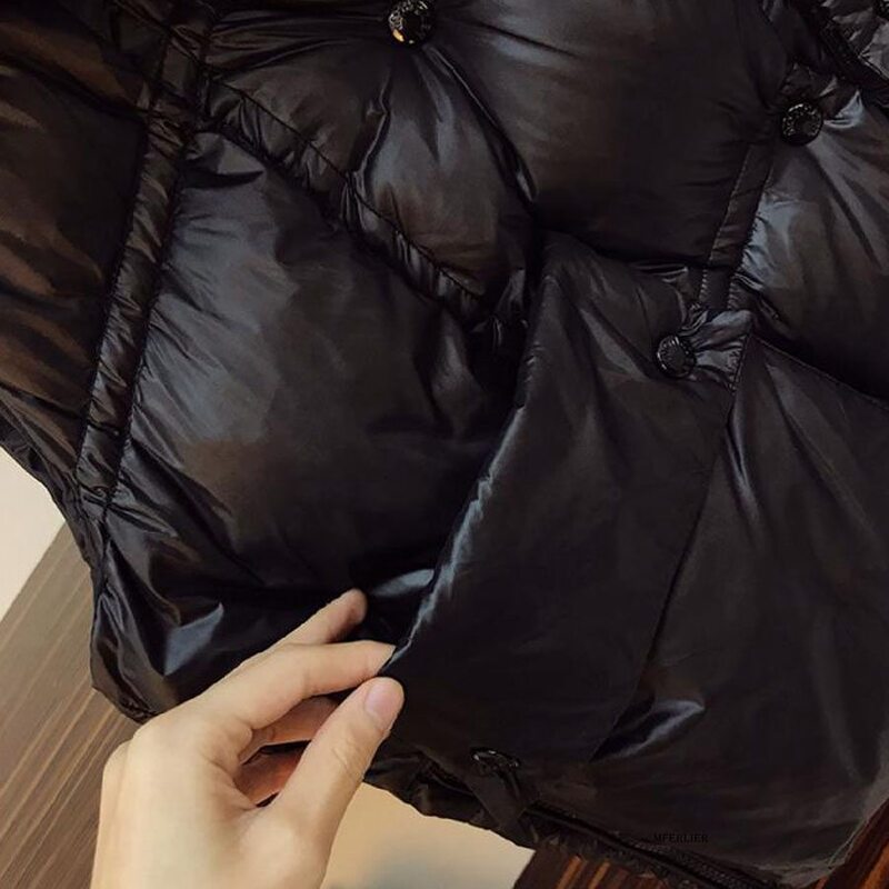 Chaleco largo acolchado de algodón para mujer, chaqueta cálida a prueba de viento, cuello alto, color negro, talla 6XL, 150kg, para Otoño e Invierno