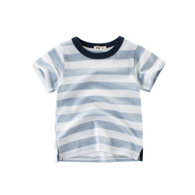 子供用半袖コットンスウェットシャツ,2〜8歳の男の子用,2021ストライプ,9080
