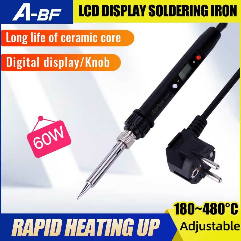 A-BF Digital Soldering Iron Kit 60W 220V Solder Wire Tweezers Soldering Iron Stand Temperature Adjustable Solder Welding Tools