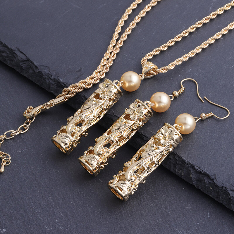 Conjunto de jóias de cor de ouro de coco colar de prata para mulheres 2021