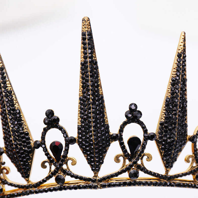 Женские диадемы в стиле ретро, диадема в стиле барокко, золотистые, металлические, черные диадемы с кристаллами
