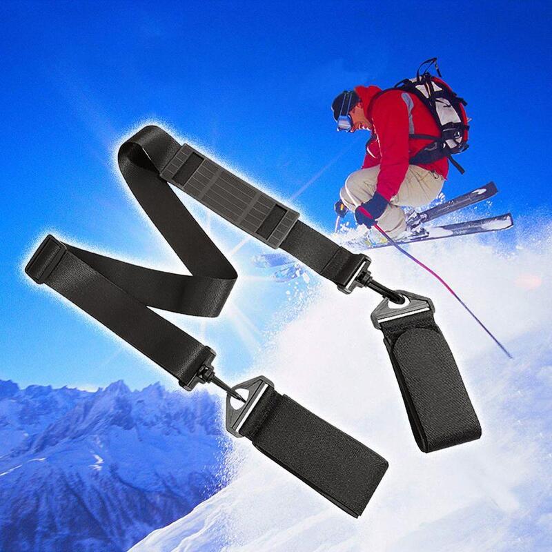 Alça de proteção de mão e ombro para vara de esqui, ajustável, cintas de suporte, gancho protetor, preto, nylon, bolsa de alça de esqui