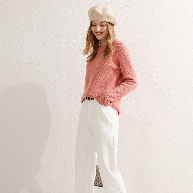 Suéter de cuello redondo para mujer, Jersey holgado de manga larga que combina con todo, versión coreana de moda, otoño e invierno, 2021
