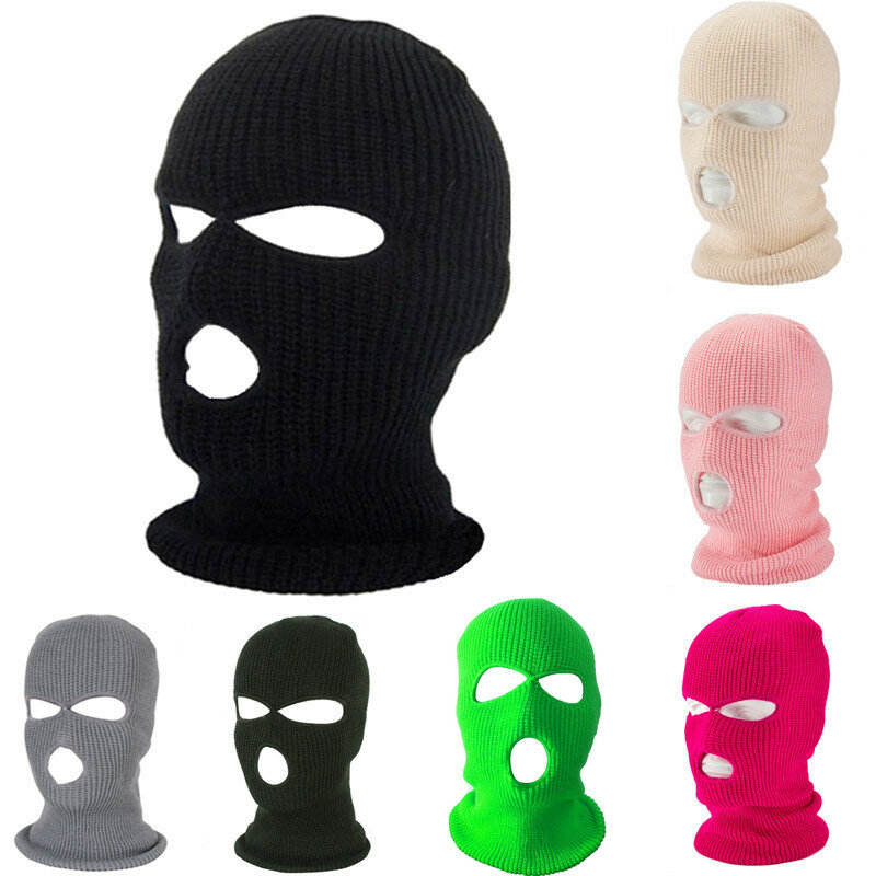 Лыжная маска, вязаная маска для лица, зимняя Балаклава, маска на все лицо для зимних видов спорта на открытом воздухе, зимняя вязаная Балаклава с тремя отверстиями