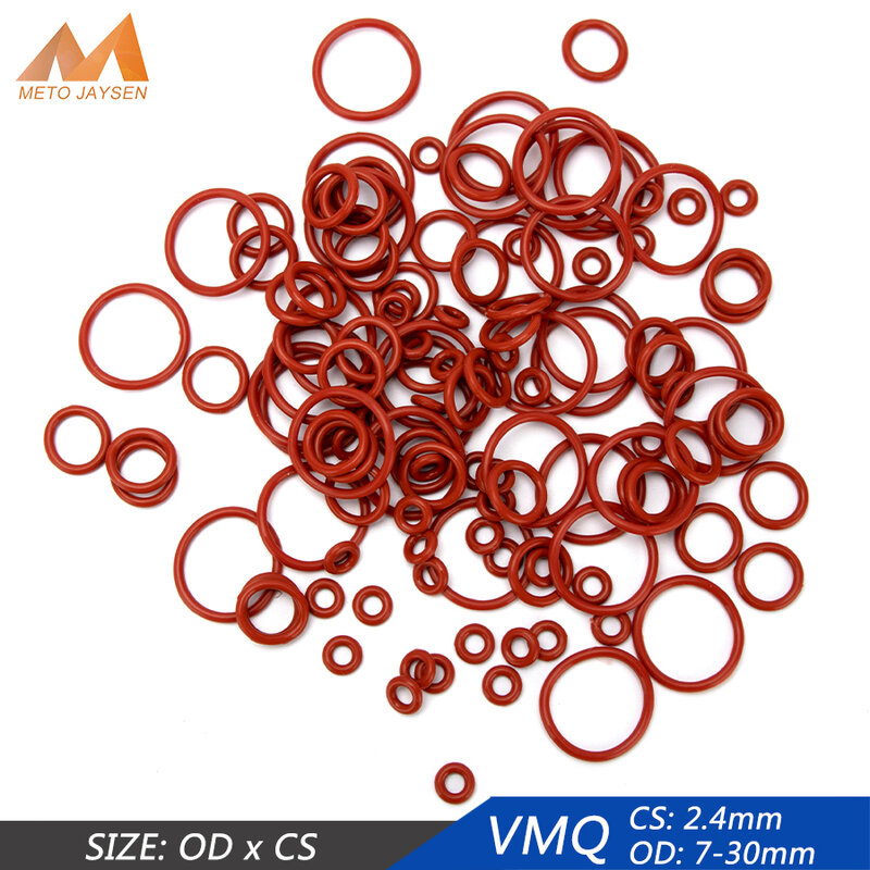 20 pçs vmq silicone borracha selagem o-ring substituição selo vermelho o anéis junta arruela od 6mm-30mm cs 2.4mm diy acessórios s75